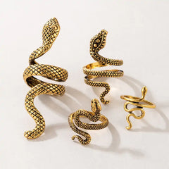 4 Pcs/Set Texture Snake Ring